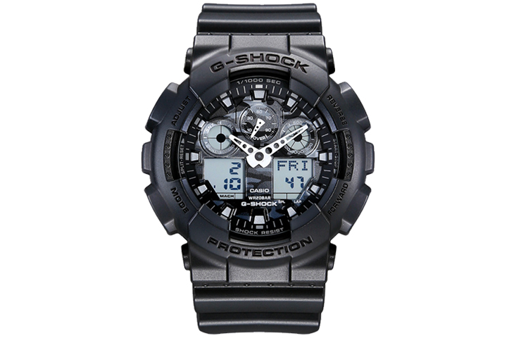 

CASIO Часы Men Liquid Crystal/Analog Dual Display Series Black Watch GA-100CF-8A, Black Dial