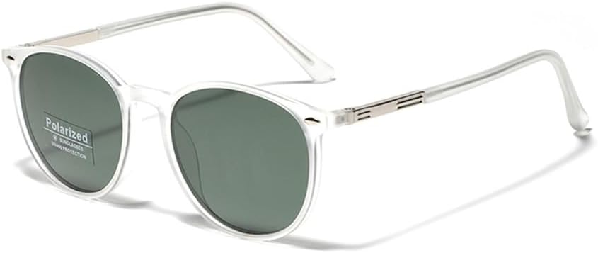 

Круглые солнцезащитные очки для женщин, поляризованные солнцезащитные очки для мужчин, очки для вождения, сверхлегкие мужские солнцезащитные очки VFDHN, Clear With Green