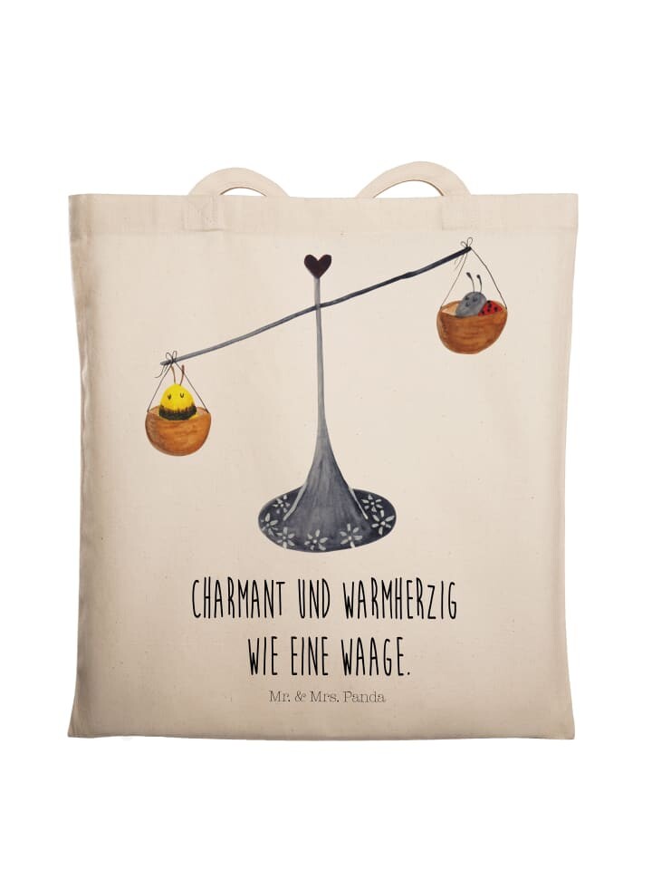 

Сумка Mr. & Mrs. Panda Tragetasche Sternzeichen Waage mit Spruch, кремовый
