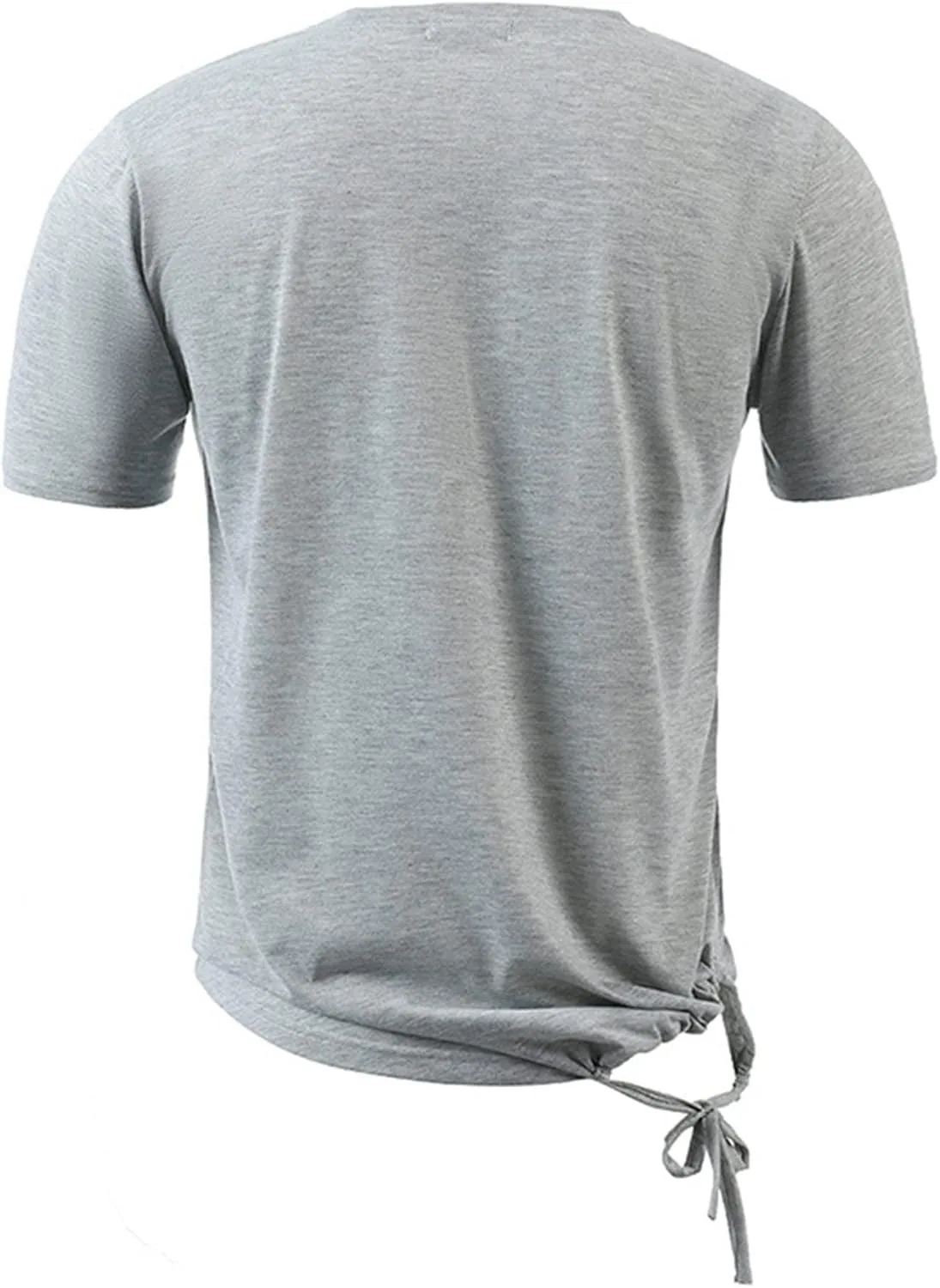 Мужская асимметричная рубашка с завязками Slim Fit с коротким рукавом — фото 3
