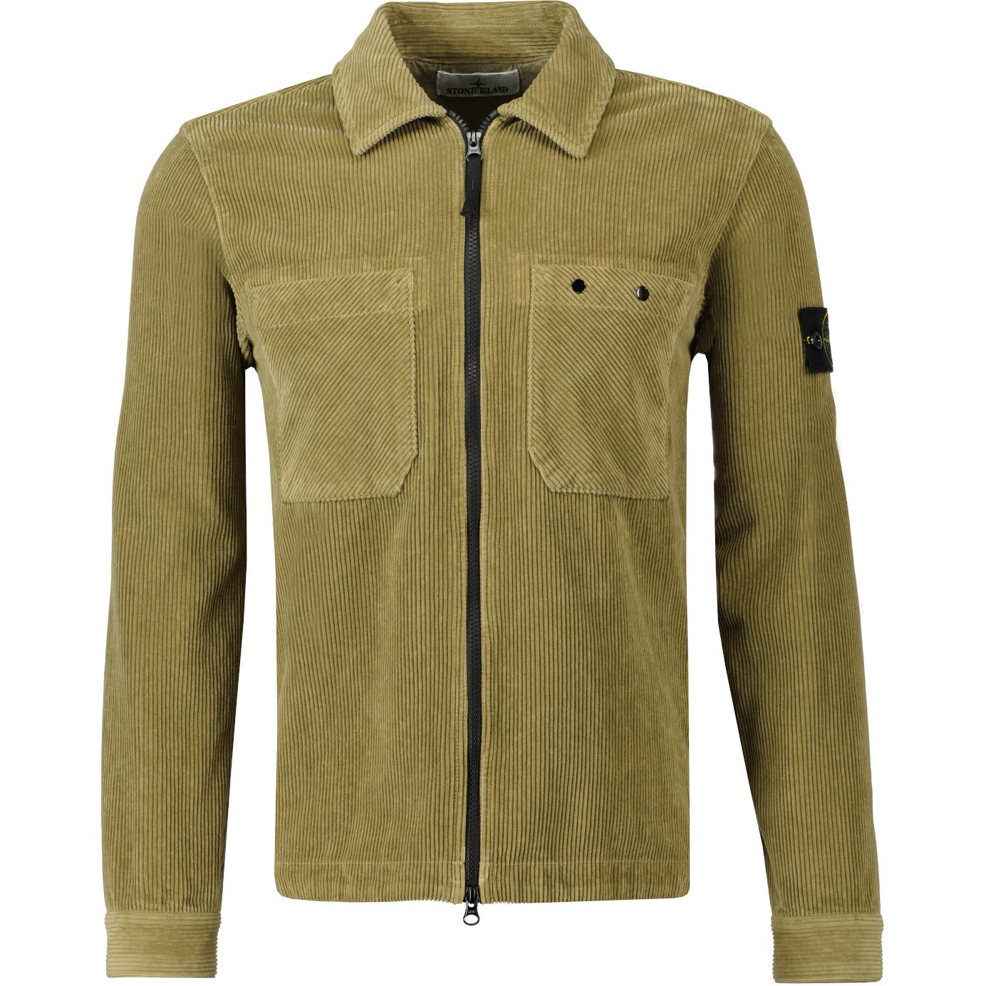 STONE ISLAND Куртка-рубашка из вельвета с нашивкой логотипа, Yellow Green — фото 3