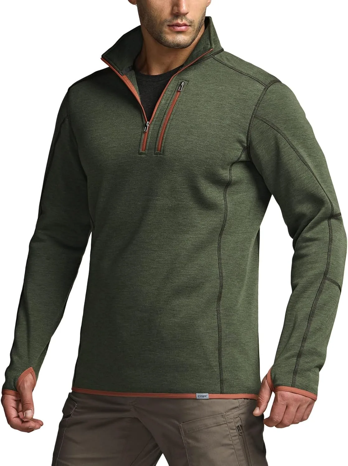 

CQR мужская флисовая толстовка с четверть-молнией, карман на груди, длинный рукав