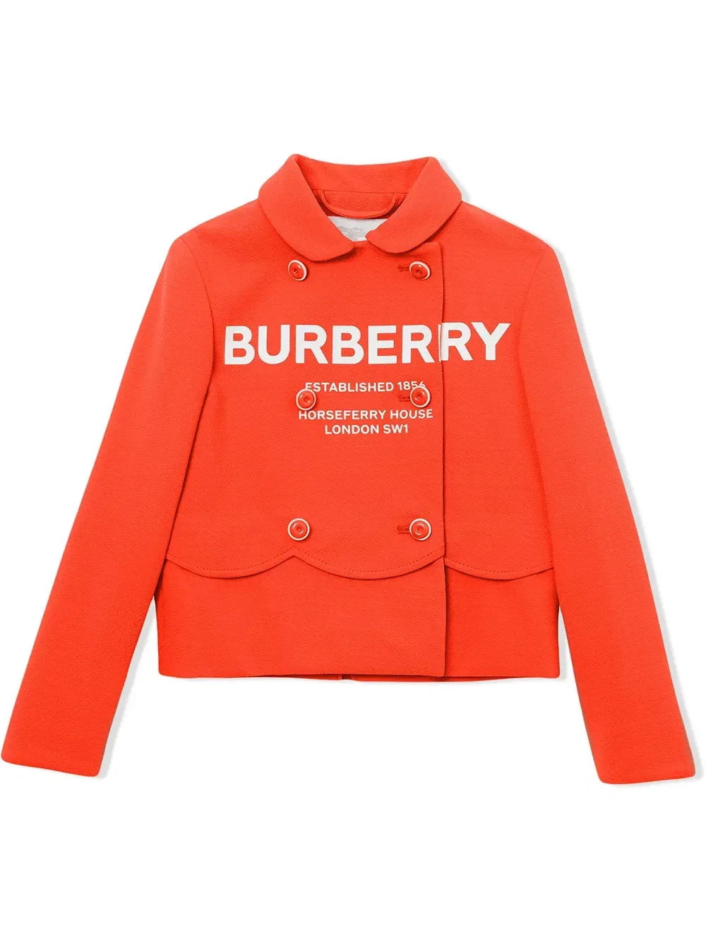Двубортный креповый жакет с логотипом Burberry Kids, красный
