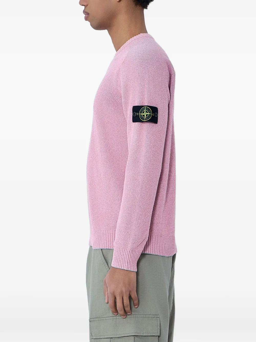 Кофта из тонкого трикотажа в рубчик Stone Island, розовый — фото 2