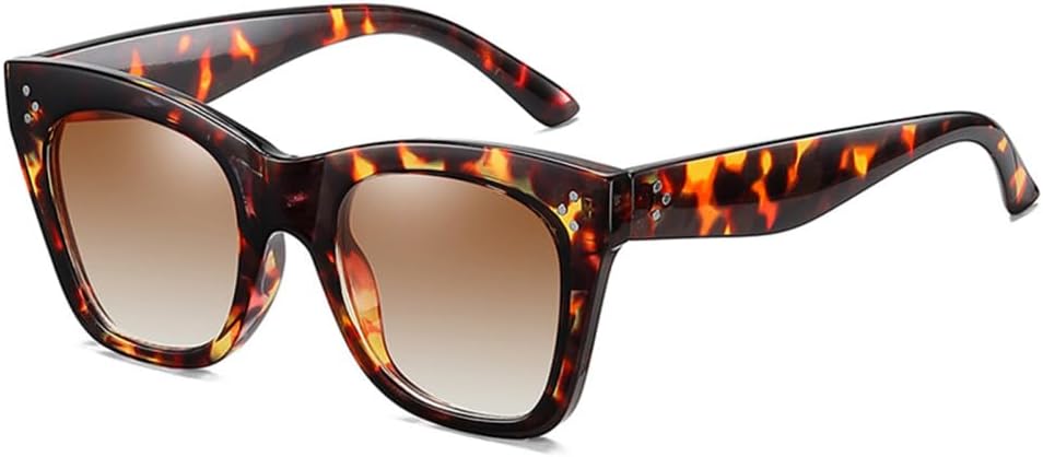 

Солнцезащитные очки в стиле ретро «кошачий глаз» для женщин с декоративными заклепками, защита от УФ-излучения UV400 для мужчин, градиентные солнцезащитные очки generic, Leopard Tea Gradient