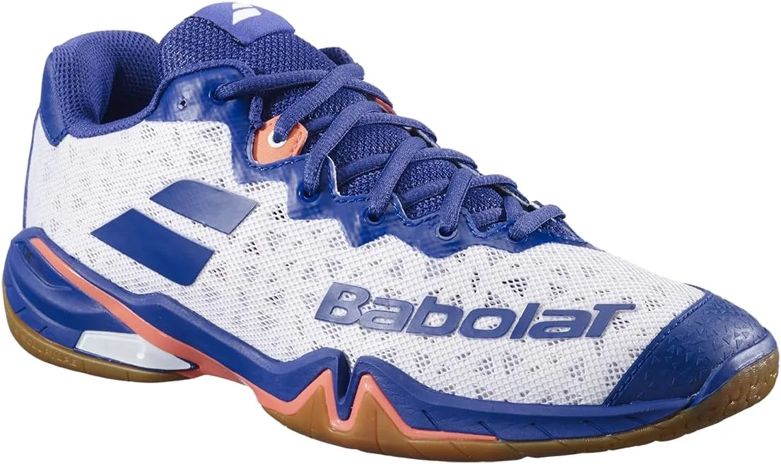Мужские кроссовки для бадминтона Babolat Shadow 4 M, регулируемый каблук, двухуровневая подошва, комфорт при длительном ношении, воздухопроницаемость, оптимальная фиксация стопы, белый/темно-синий — фото 3