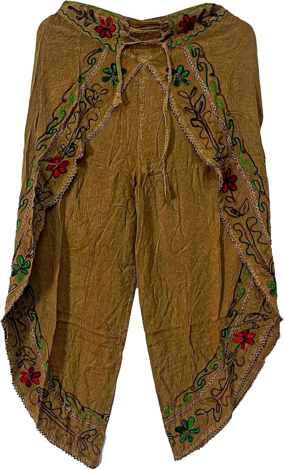 

ETHINUMATIC® Boho Rayon Palazzo Pants – вышитые брюки с боковыми разрезами для женщин