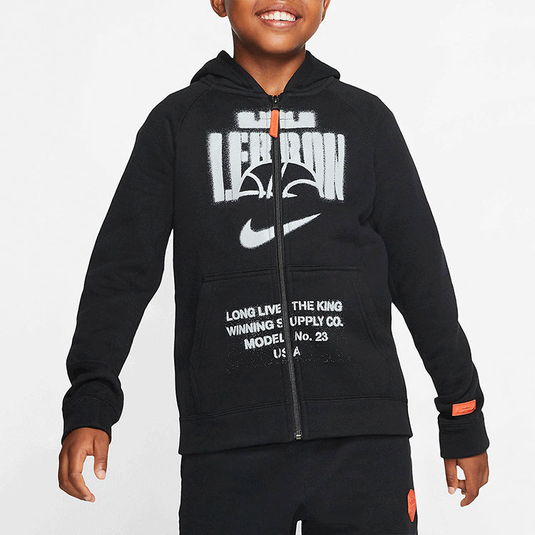 Худи (GS) Nike Breathable Athleisure Casual Sports Hooded Long Sleeves Zipper Jacket Boy Girls Black — фото 4