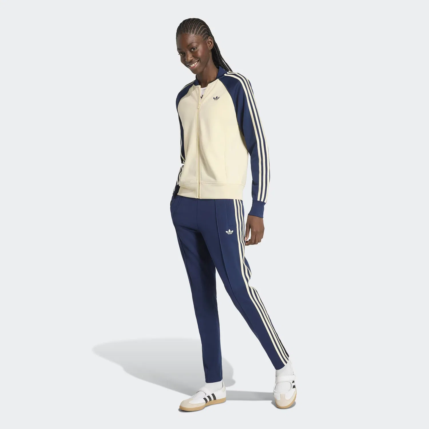 Худи на молнии Adidas Originals бежевого цвета — фото 4