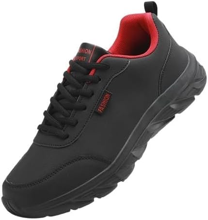 

Мужские повседневные спортивные кроссовки Легкие беговые кроссовки для мужчин Комфортные кроссовки для ходьбы Дорожные беговые атлетические обувь Minlaidian, черный/красный