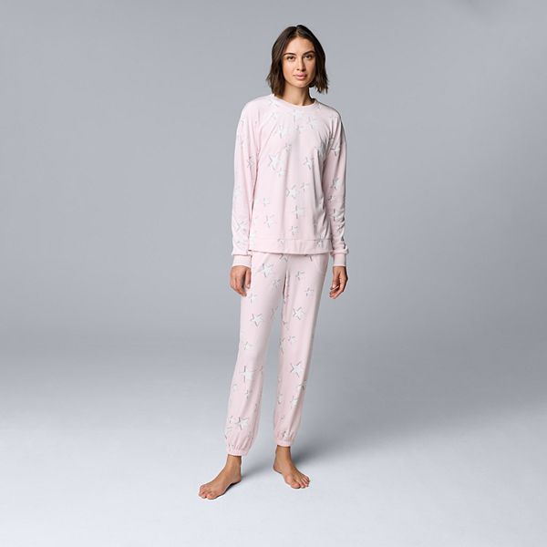 

Женский комплект пижамы с длинным рукавом и джоггерами Simply Vera Vera Wang, Blush Stars