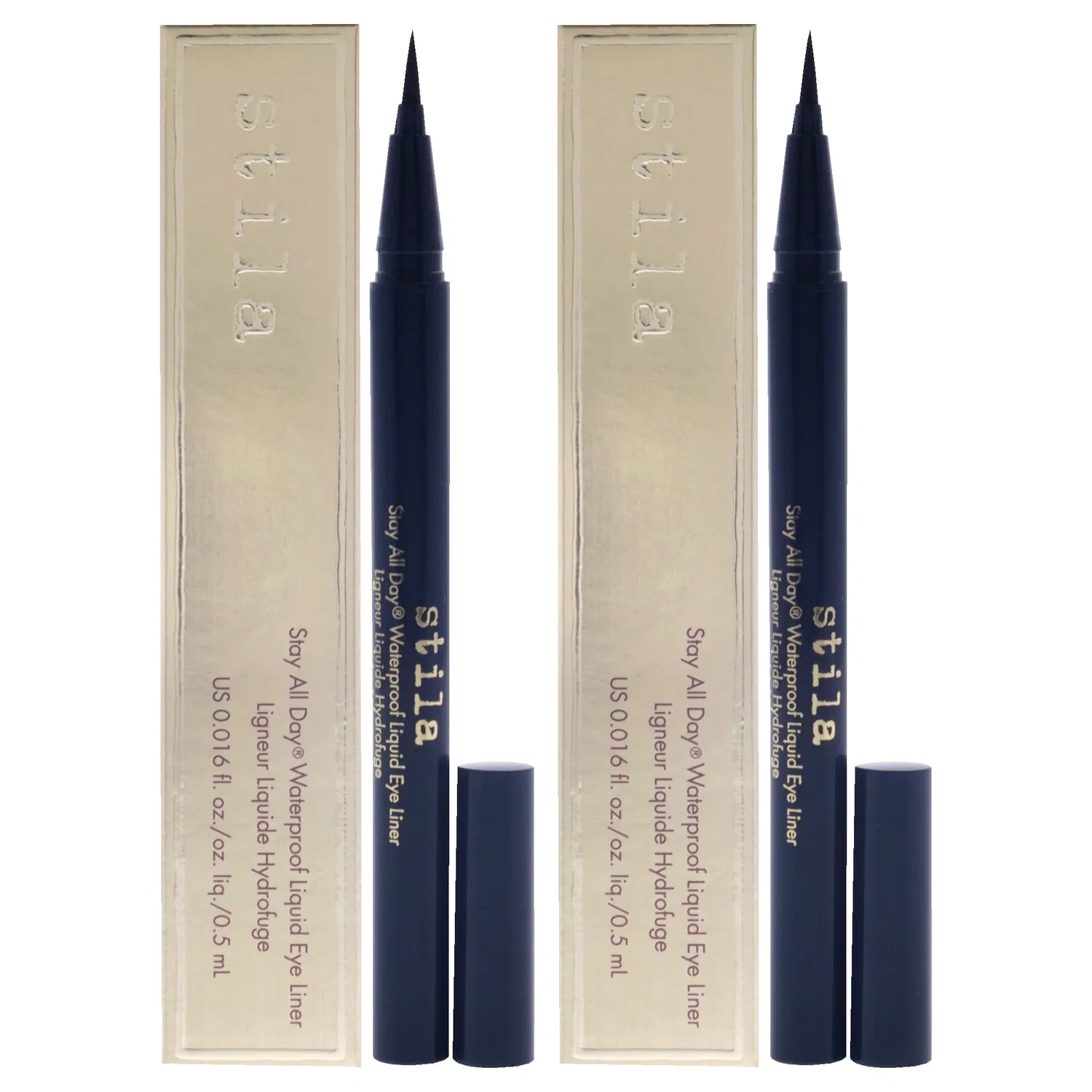 Водостойкая жидкая подводка для глаз Stay All Day Waterproof Liquid Eye Liner - Midnight от Stila для женщин - 0,016 унции - упаковка из 2 штук, прозрачный/прозрачный