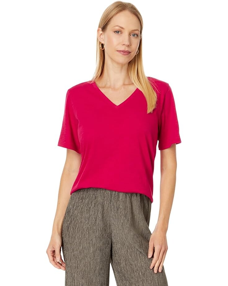 

Футболка Eileen Fisher V Neck Tee, цвет Azalea