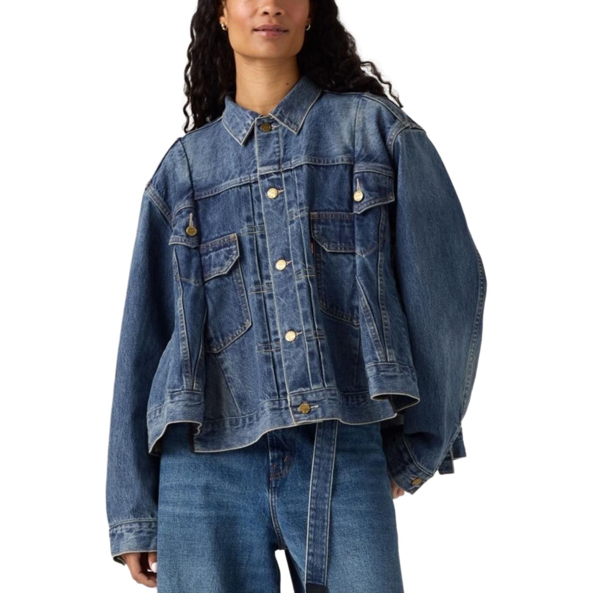 Levis Джинсовая куртка Levi's X Sacai 'Средняя потертость', Blue — фото 4