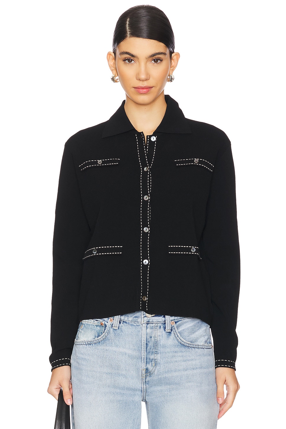 

Пиджак с воротником и двойной строчкой Autumn Cashmere, черный