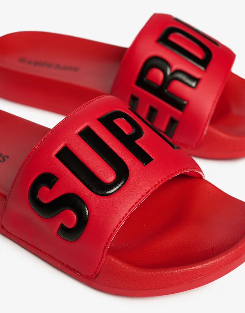 Слайдеры для бассейна Superdry Core с графическим принтом в цвете Drop Kick красного цвета — фото 2