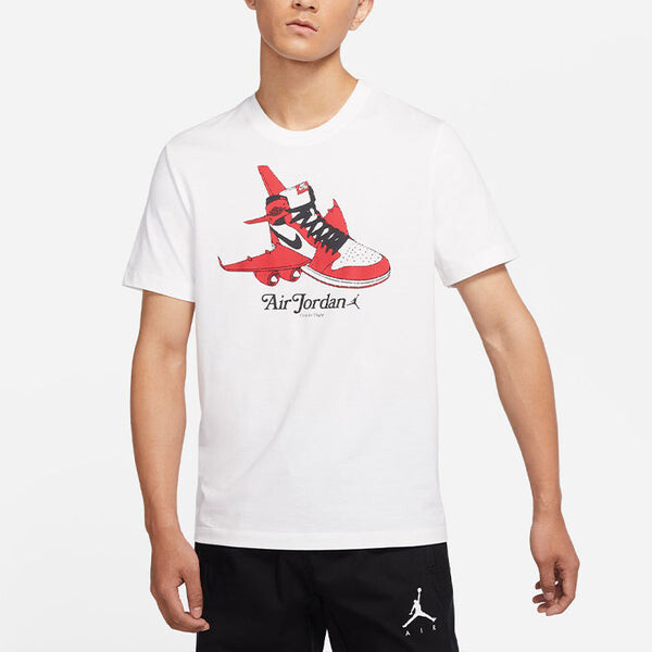 Футболка Air Jordan Shoe Alphabet Printing Round Neck Short Sleeve Unisex White, белый — фото 3