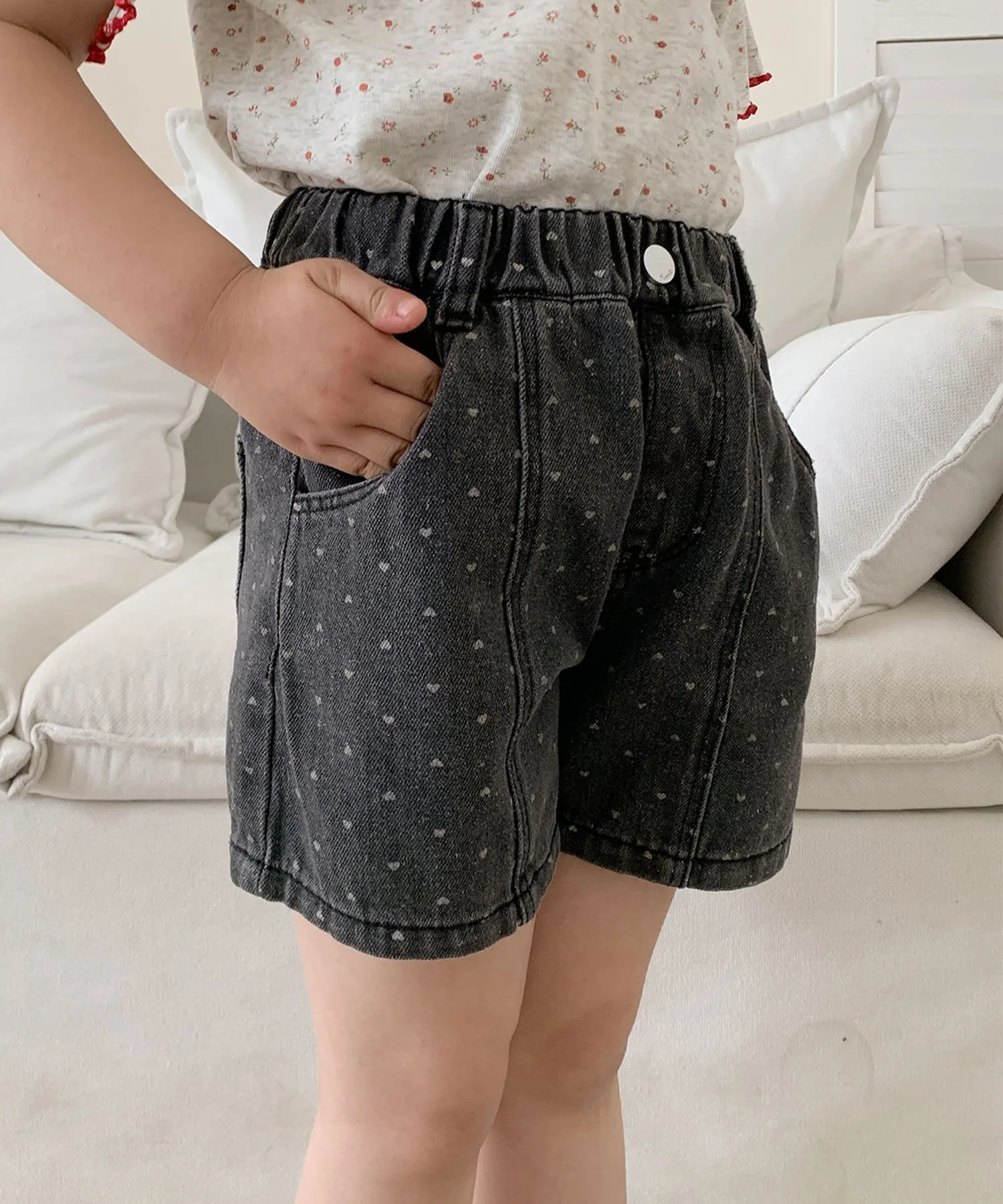 Детские джинсовые шорты в горошек Aimoha Kids, black — фото 3