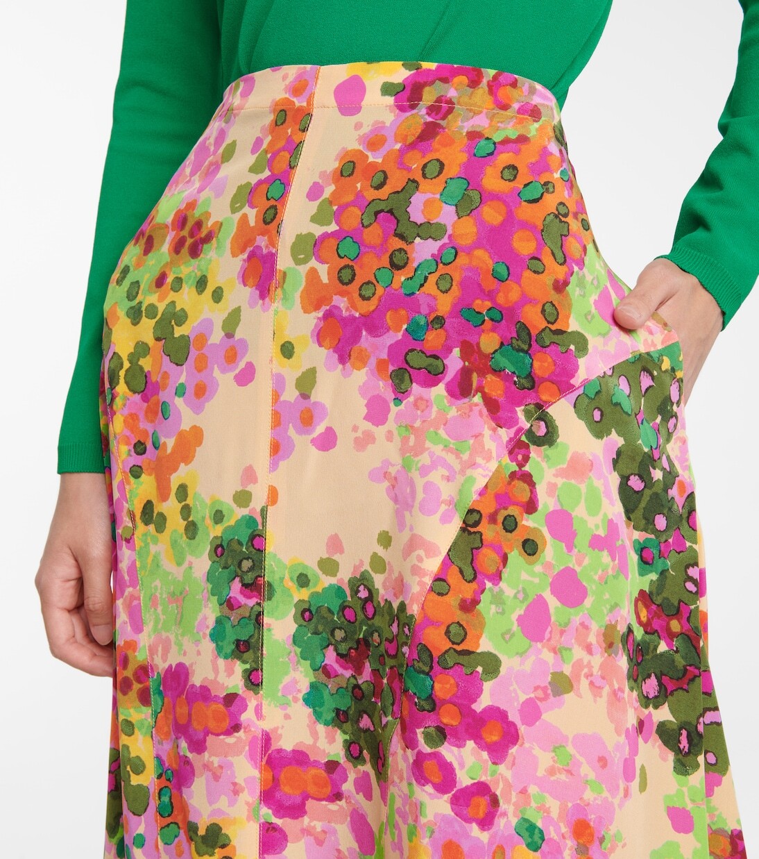 Юбка миди из шелка с цветочным принтом Naya Stella McCartney, Multicolor Pink — фото 4