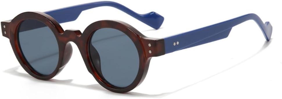 

Круглые солнцезащитные очки для мужчин в стиле панк, двухцветные, с защитой от УФ-излучения UV400, ретро-стиль, с заклепками, женские солнцезащитные очки с прозрачными линзами и оправой generic, Blue