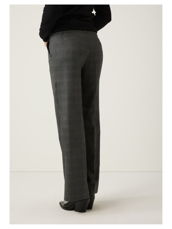 

More & More Брюки в клетку из эластичной ткани, смесовая вискозная ткань, двухцветная, с клетчатым узором «глен-клет»