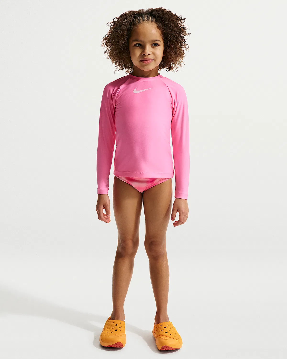 Детский (девочки) длинный рукав Hydroguard + Midkini Set Nike Swim, Pink Glow/Pink Foam