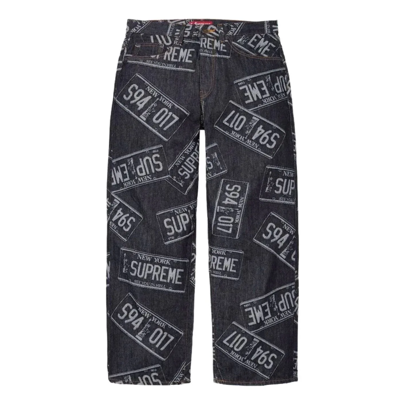 Джинсы Supreme SS26 License Plate Baggy Jean 'Rigid Indigo', черный