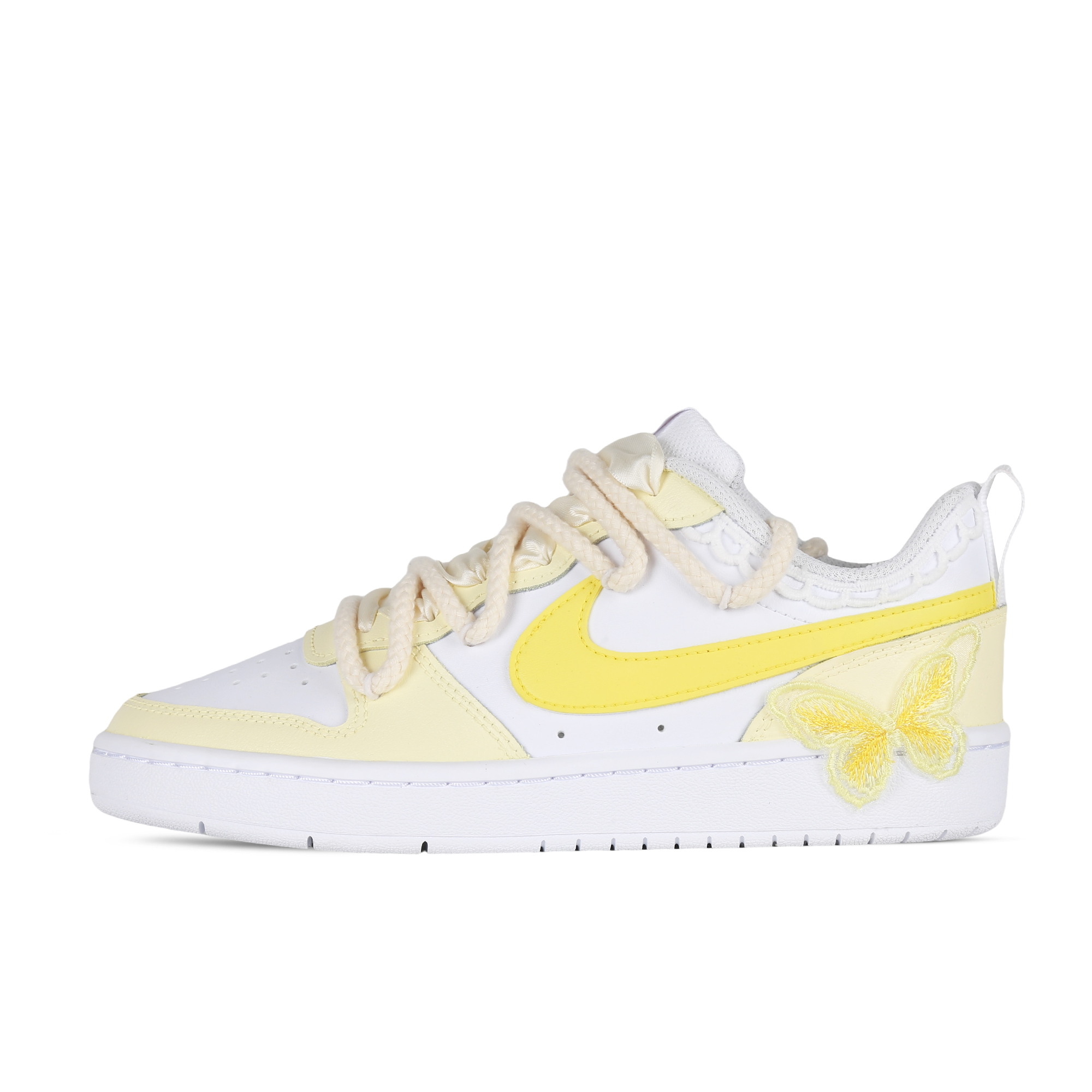 

Кроссовки Nike Court Borough Skateboarding Shoes Women's Low-top White/Yellow, цвет Lemon