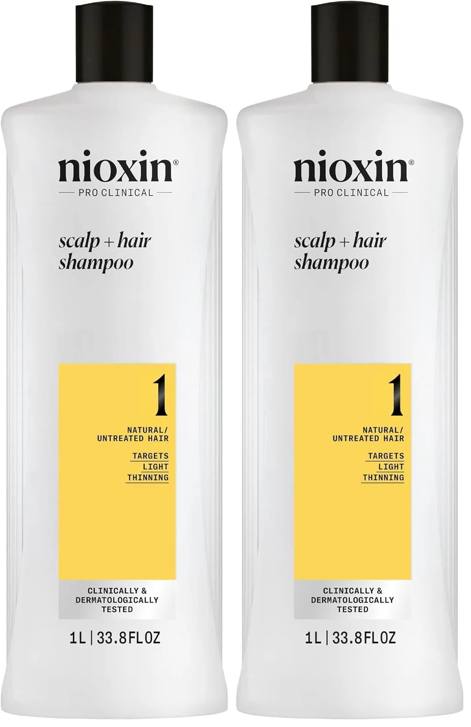 NIOXIN Scalp + Hair Thickening System 1 шампунь | Для натуральных или неокрашенных волос с легким истончением | С ниацинамидом и биотином | 33,8 жидких унций (упаковка из .) 1000 мл (.)