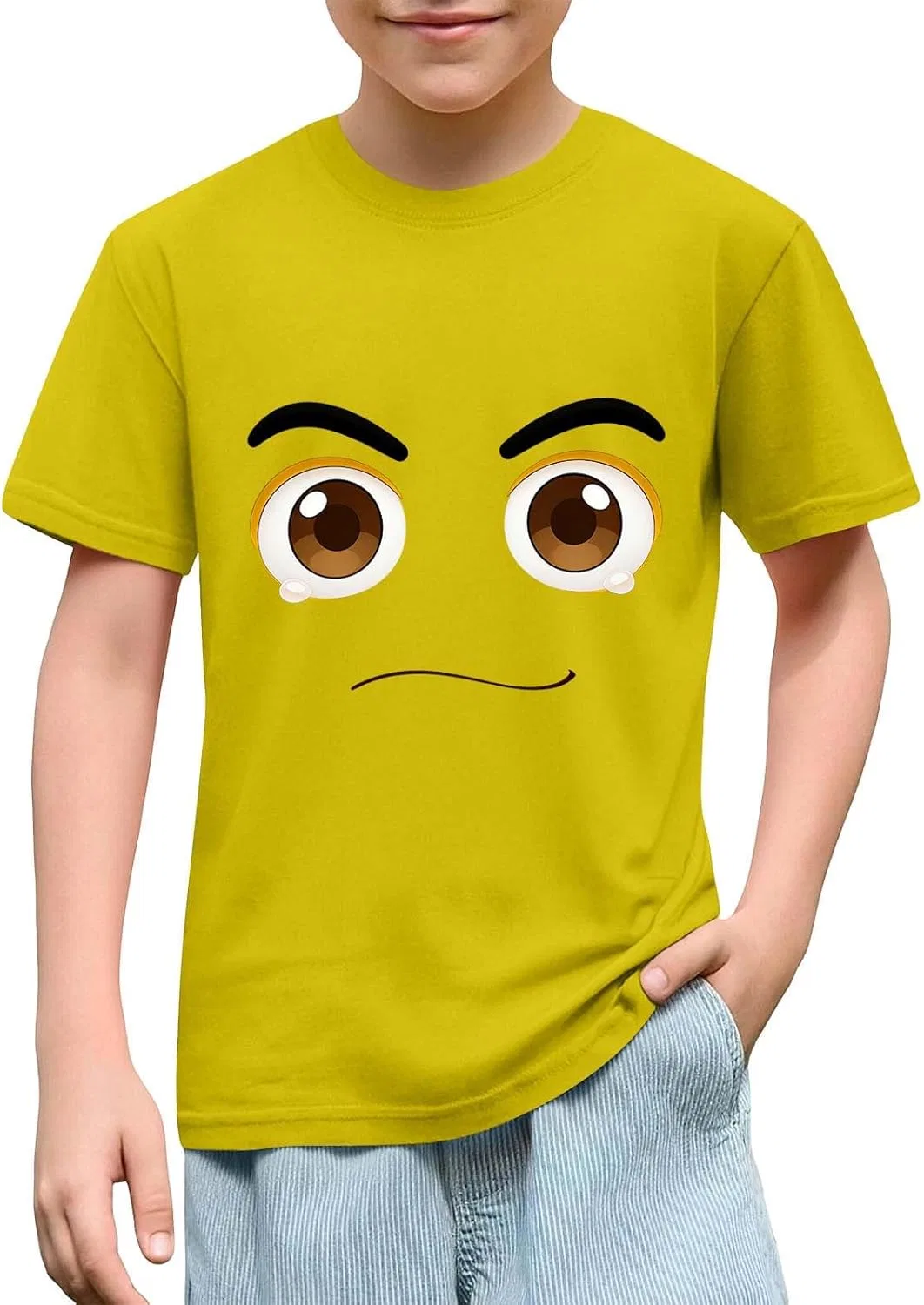 Футболка с графическим принтом Funny Face Expression, Zzalalana, желтый