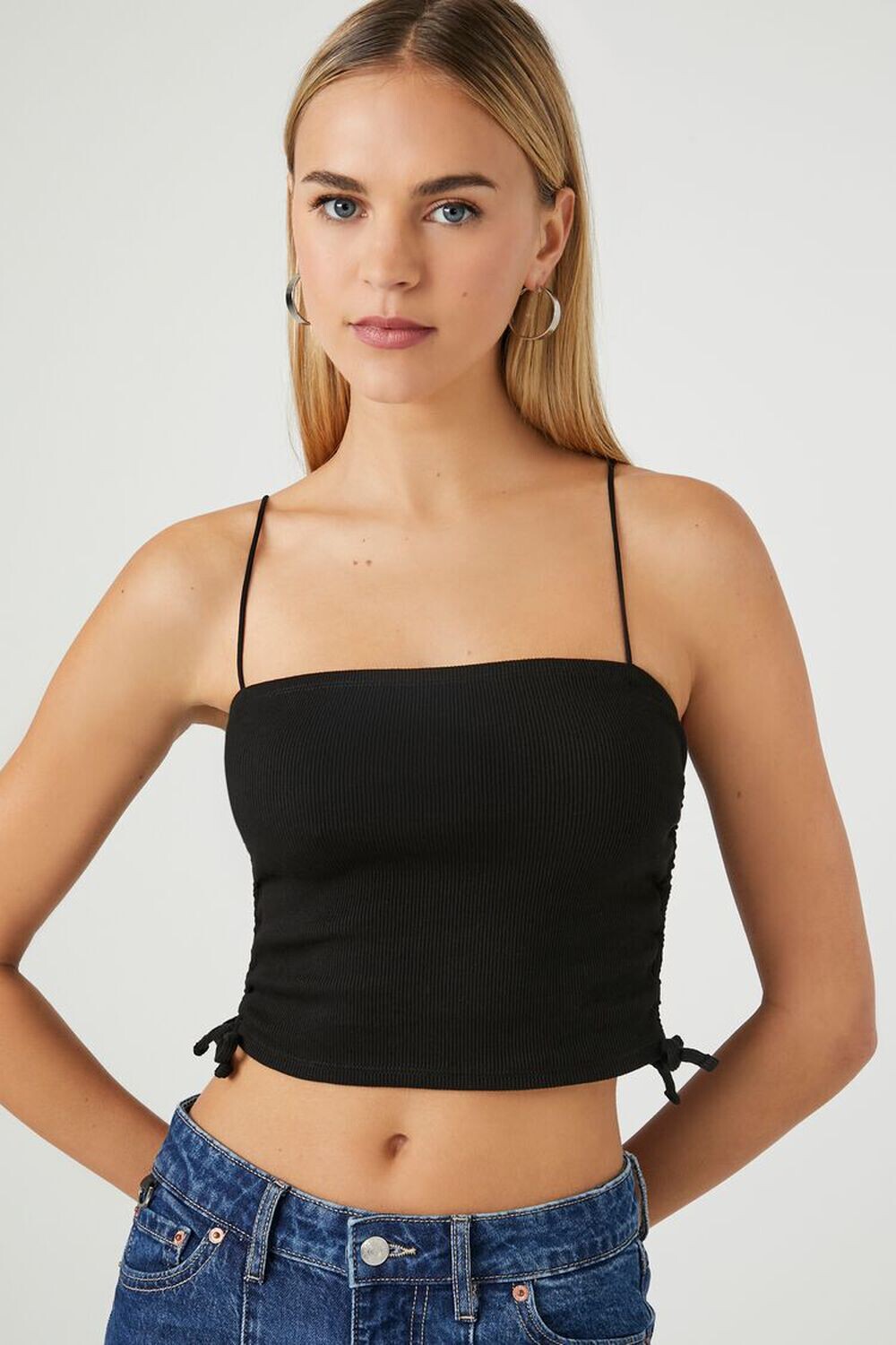 

Укороченная майка ребристой вязки Forever 21, черный