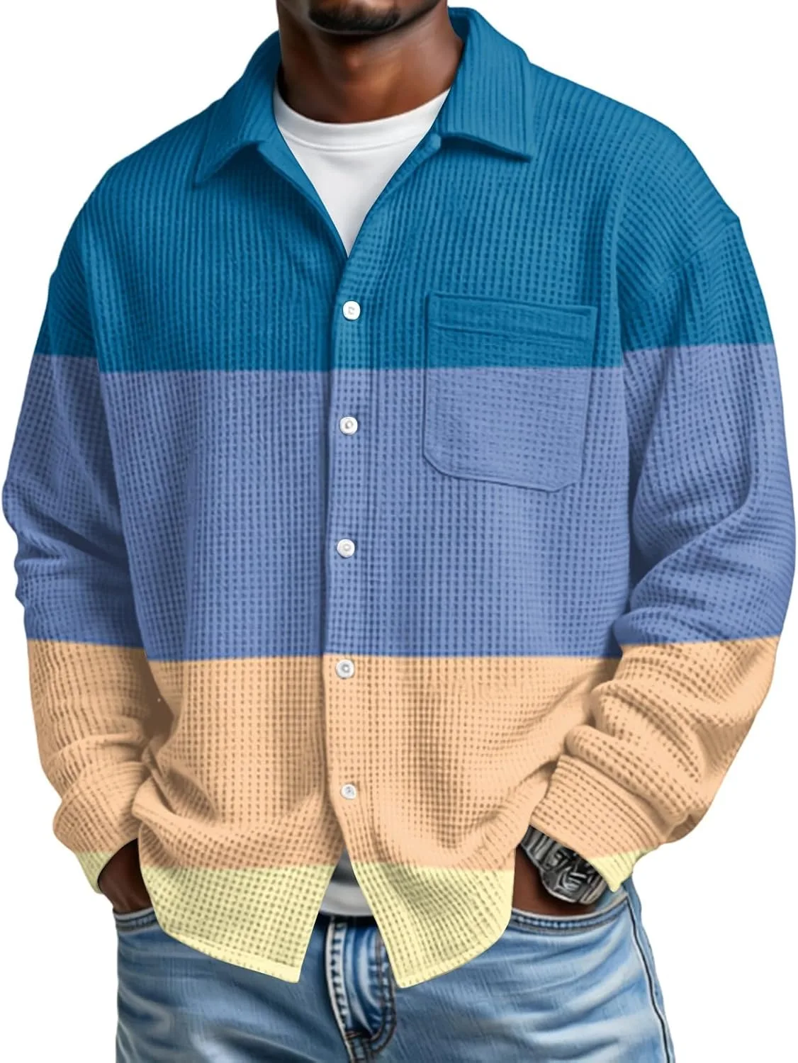 

Плюс сайз мужская рубашка на пуговицах с лацканом, длинный рукав, не мнется ZWSPTO