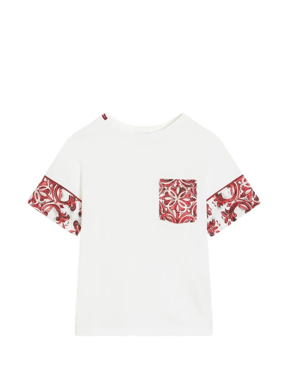 Футболка из джерси с принтом в стиле майолики Dolce & Gabbana Kids, белый
