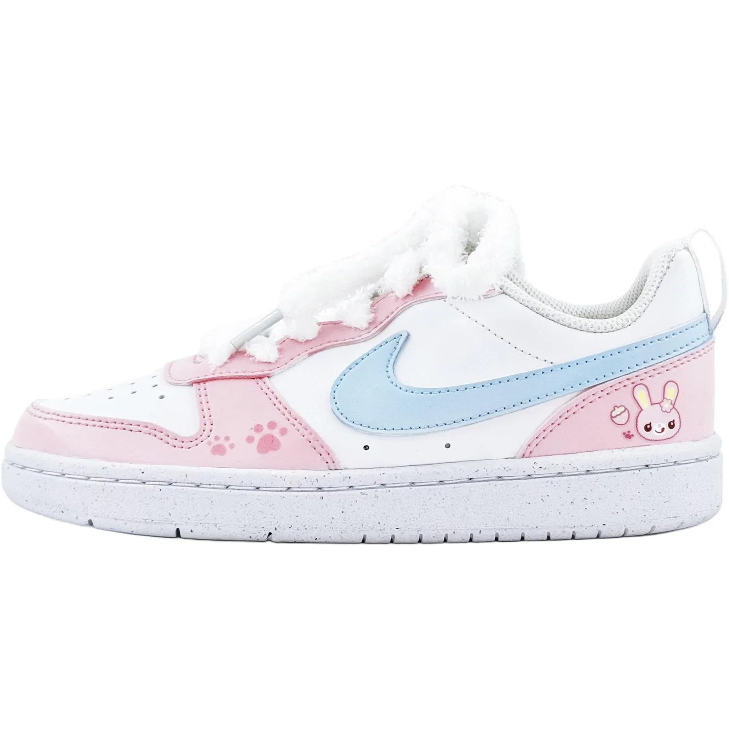 Детские кеды Nike Court Borough Peach Bunny с розово-голубым дизайном — фото 3