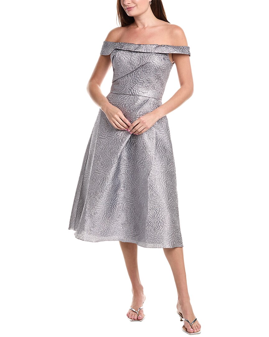 

Коктейльное платье А-силуэта от Рене Руис с открытыми плечами, из парчи Rene Ruiz, серый