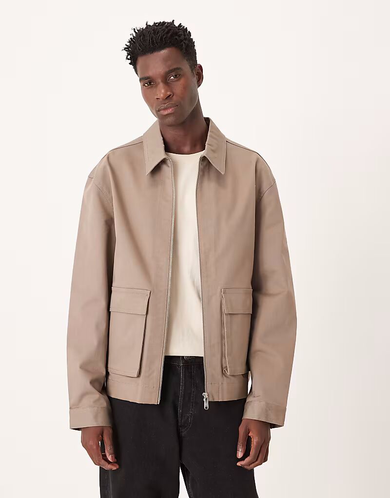 

Хлопковая куртка Jeans с карманами в серо-коричневом цвете Calvin Klein Jeans