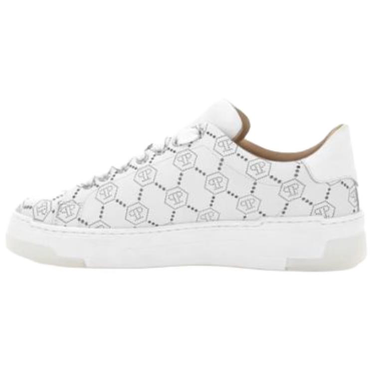 PHILIPP PLEIN Кожаные низкие скейтерские кроссовки Unisex White — фото 4