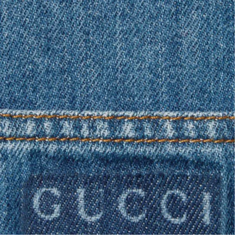 Детская джинсовая рубашка с заостренным воротником Moderate GUCCI, синий — фото 4