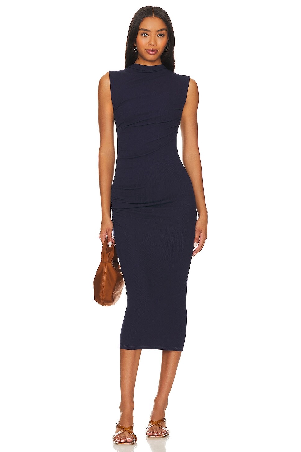 

Платье миди Enza Costa Silk Knit Sleeveless Twist, цвет Dark Navy