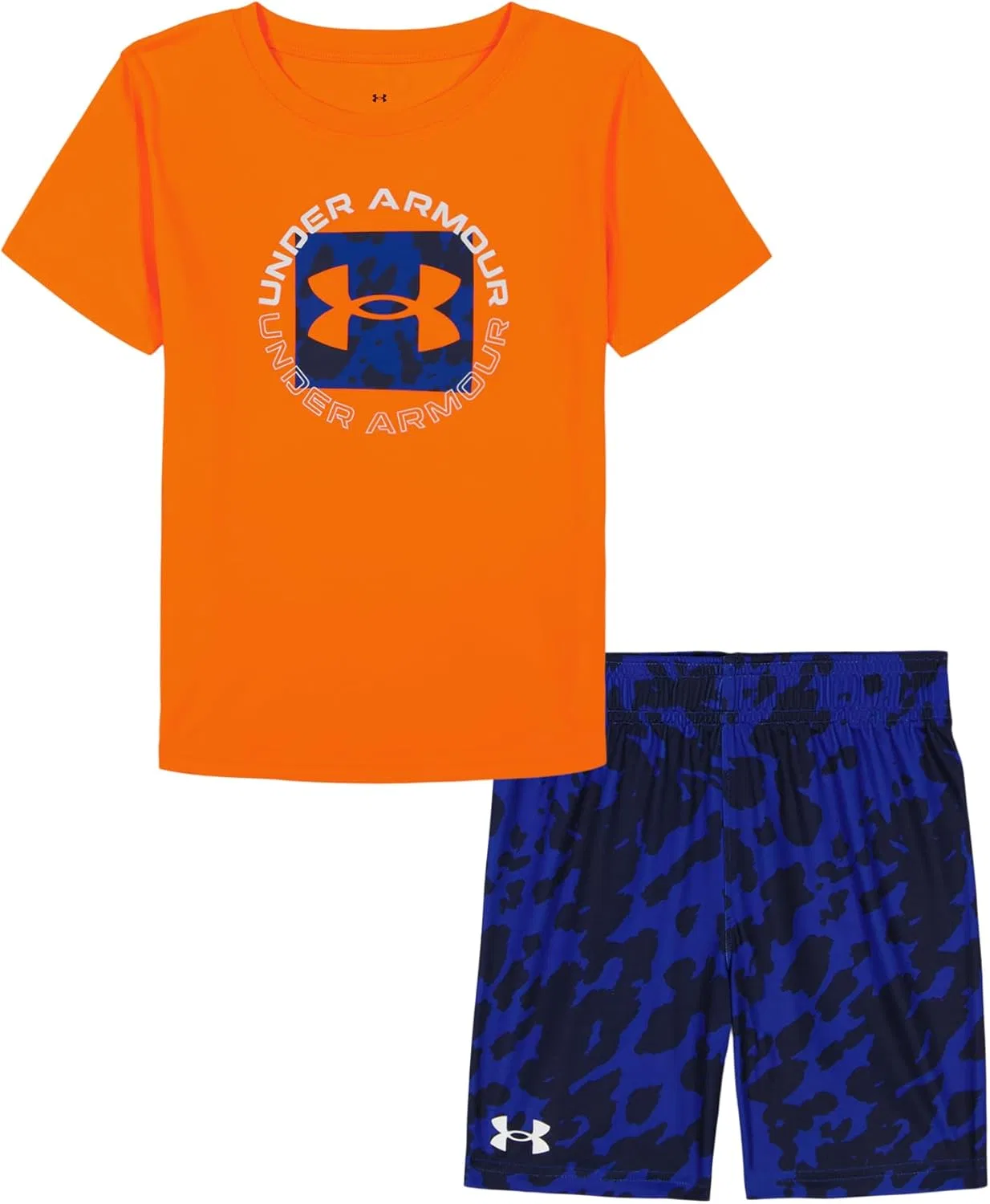 Детский спортивный костюм из футболки и шорт Under Armour, Blaze Orange Print
