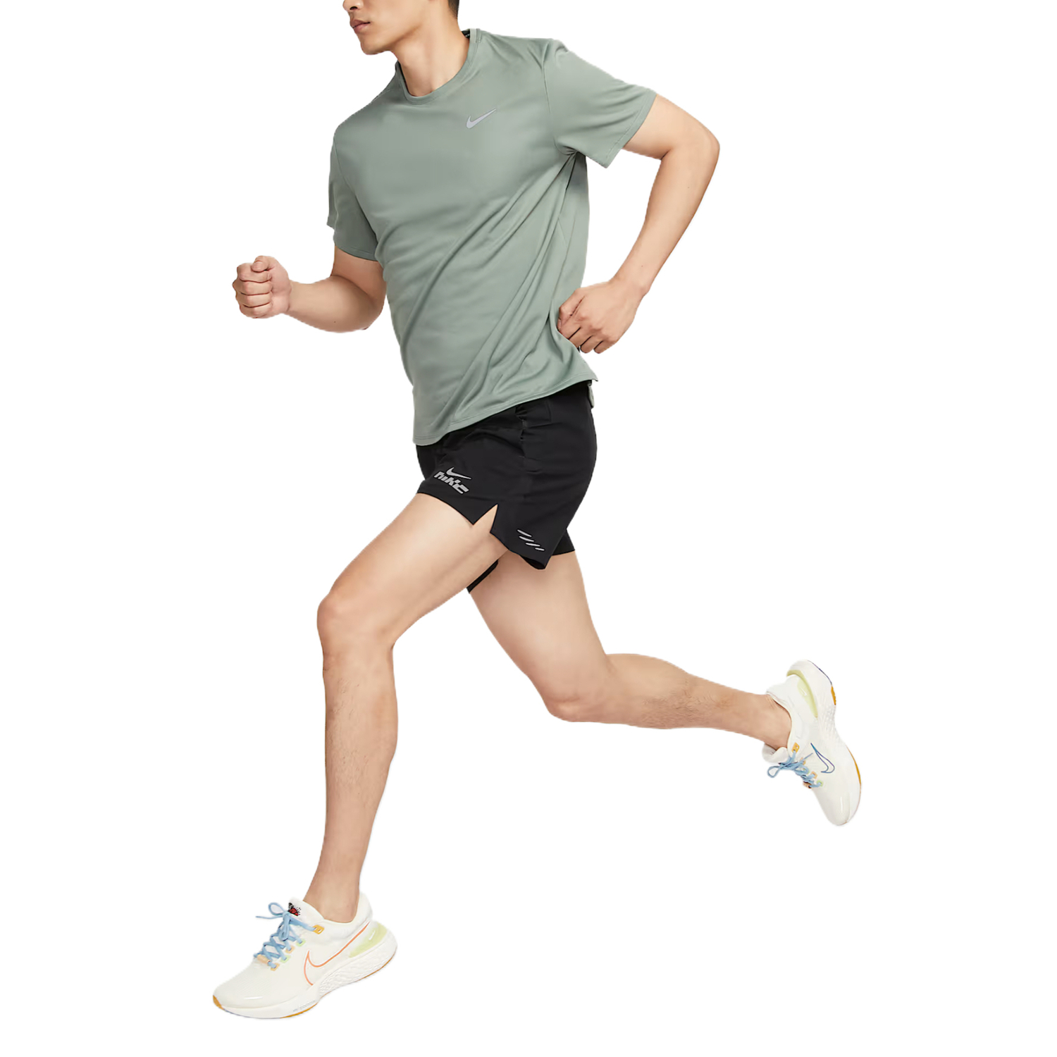 Мужская футболка для бега Miler Dri FIT Uv с короткими рукавами Nike, зеленый — фото 4