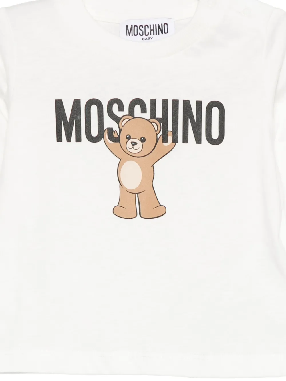 Топ с длинными рукавами и принтом плюшевого мишки Moschino Kids, белый — фото 3
