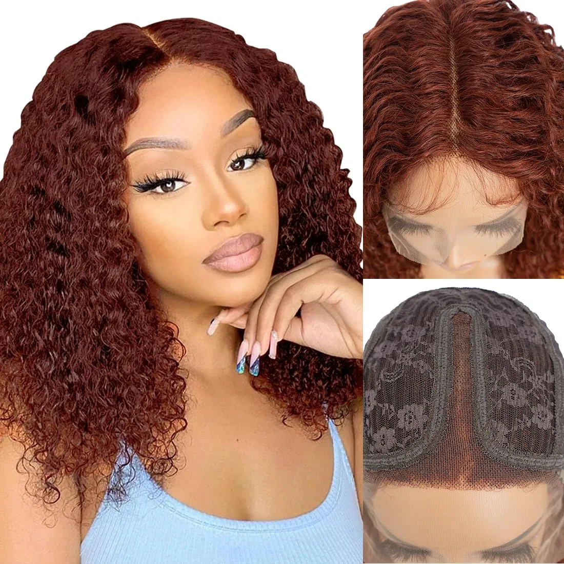Короткий кудрявый парик «Bob Deep Curly» 14 дюймов из натуральных волос N Ble Star, 33A