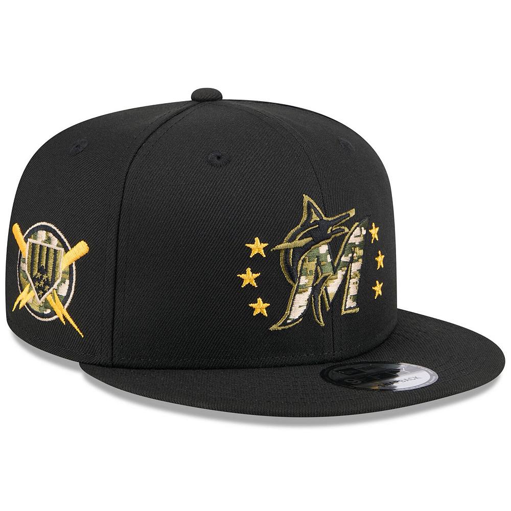 

Мужская черная кепка New Era Miami Marlins ко Дню вооруженных сил 2024 9FIFTY Snapback, цвет Mrl Black