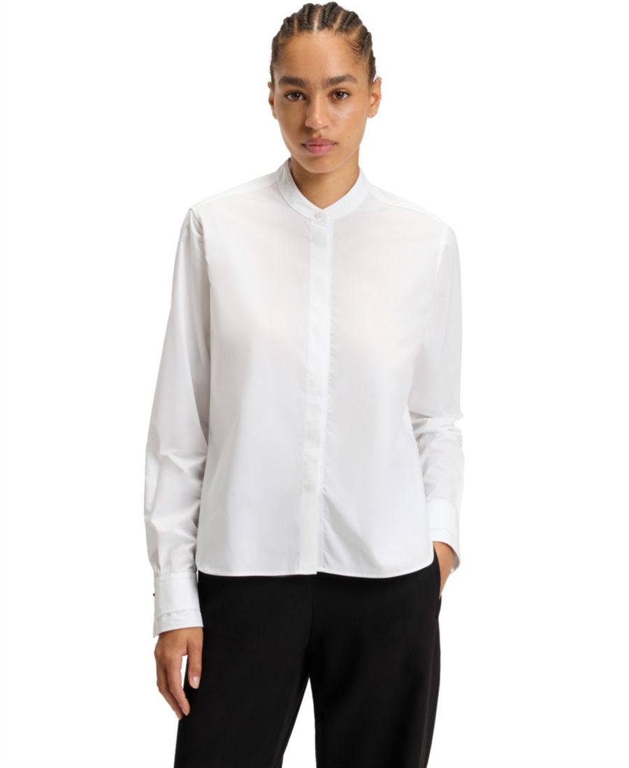 

Женская блузка из хлопкового поплина прямого кроя Hugo Boss, White