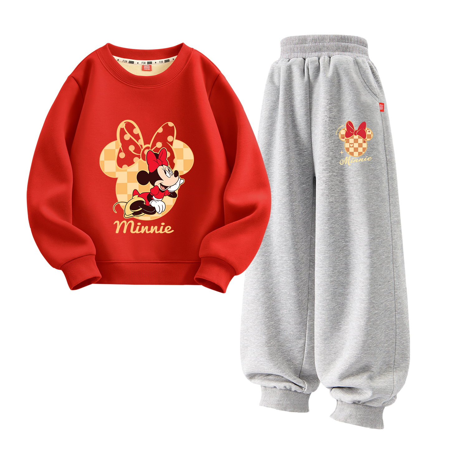 

Детская повседневная спортивная одежда с воротником-гольф утепленная Disney, [thickened and fleece-lined]diyafur красный+dihart k серый