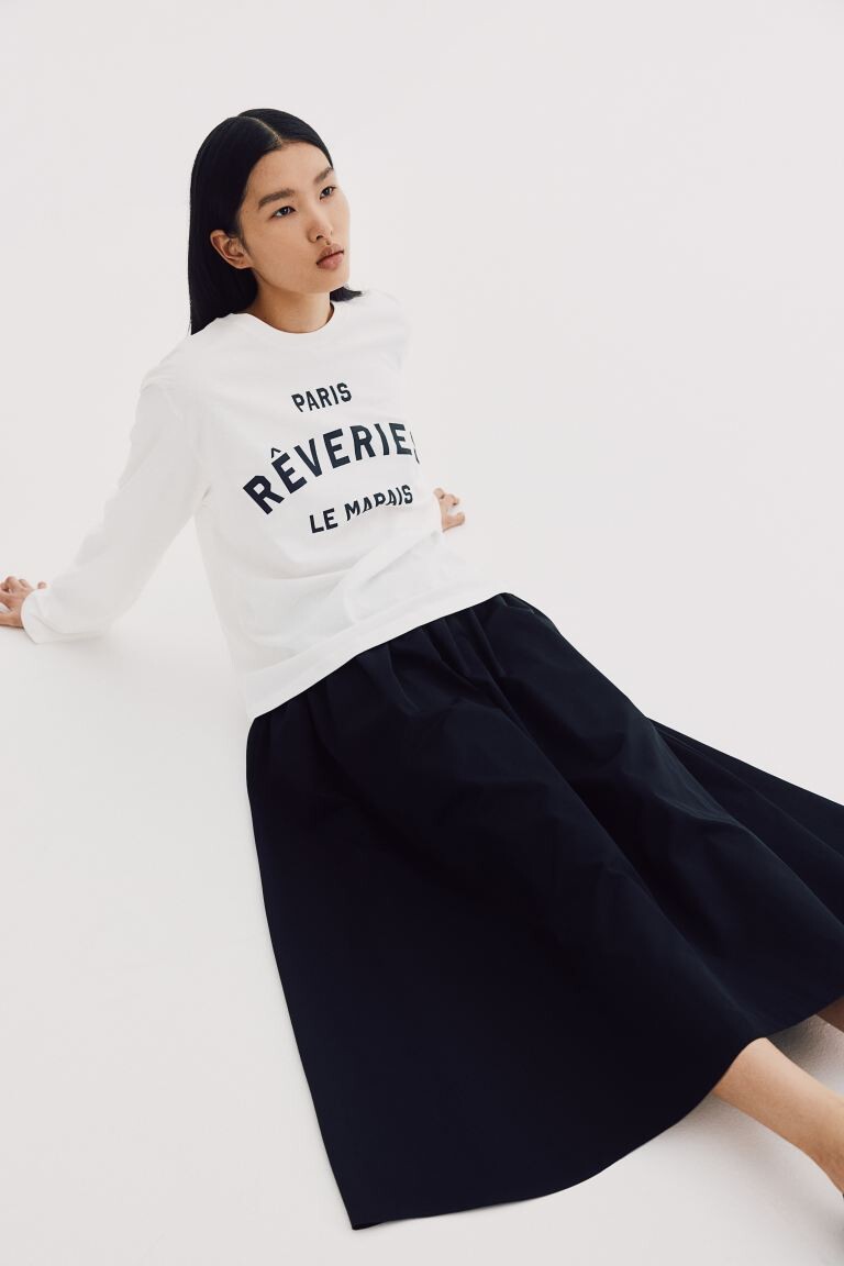 

Рубашка из джерси с длинными рукавами H&M, белый