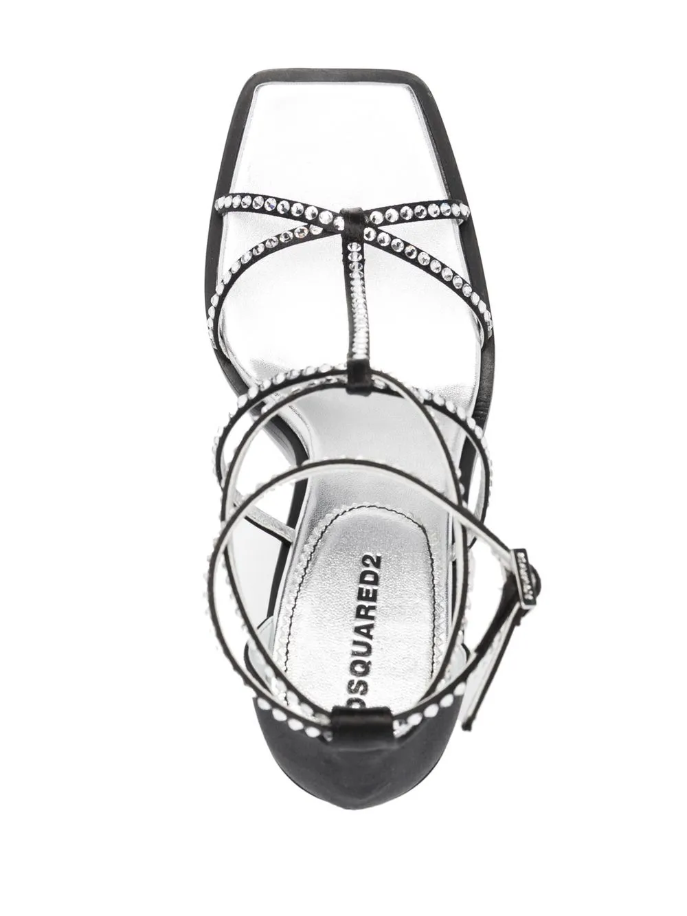 Босоножки с квадратным носком и кристаллами DSQUARED2, черный — фото 4
