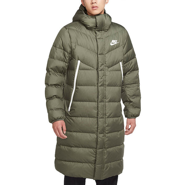 Пуховик Nike Casual Sports mid-length hooded down Jacket Green, зеленый — фото 3