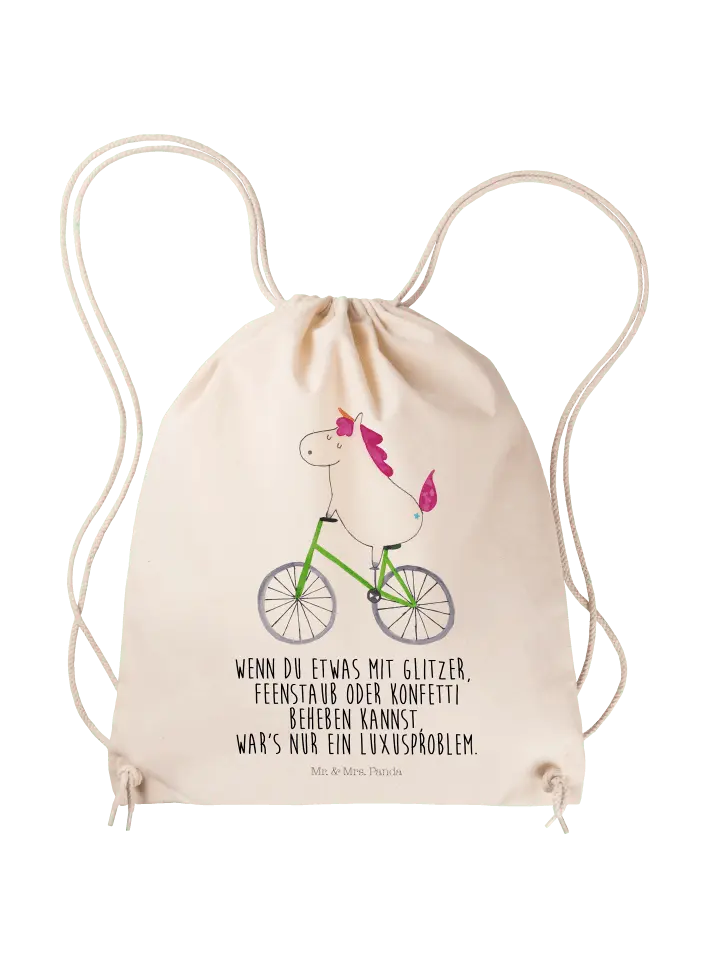 

Спортивная сумка Mr & Mrs Panda Sportbeutel Einhorn Radfahrer, кремовый